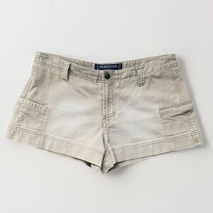 Y2K Vintage Periscope Cargo Shorty Shorts Low Rise Khaki Tan Utility Juniors 11